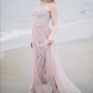 Blush and Silver bridesmaid/prom Dress
